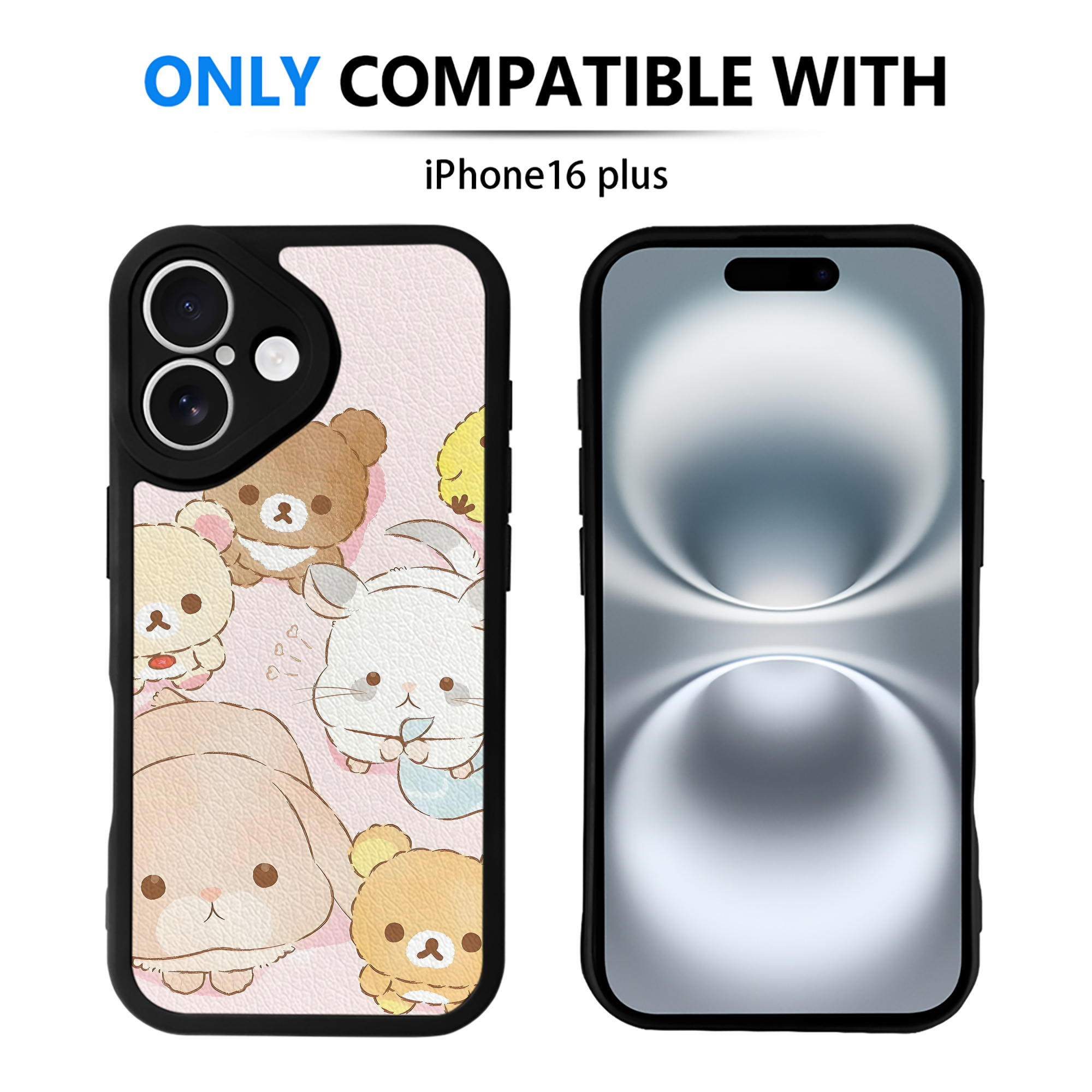 （画像用） リラックマ リラックマ キイロイトリ Rilakkuma Korilakkuma Kiiroitori 【iPhone 16シリーズ対応】シリコンスマホケース（レザー調） 材質：シリコン